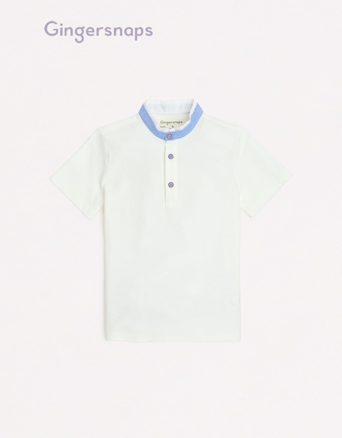 جينجرسنابس تيشيرت بولو سادة بنص رقبة جينز ولادي أوف وايت