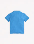 جينجرسنابس تي شيرت بولو ولادي سادة بجيب أمامي مطرز نص كم أزرق