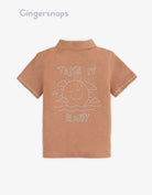 جينجرسنابس تي شيرت بولو ولادي بجيب سادة مطرز بالخيط بني