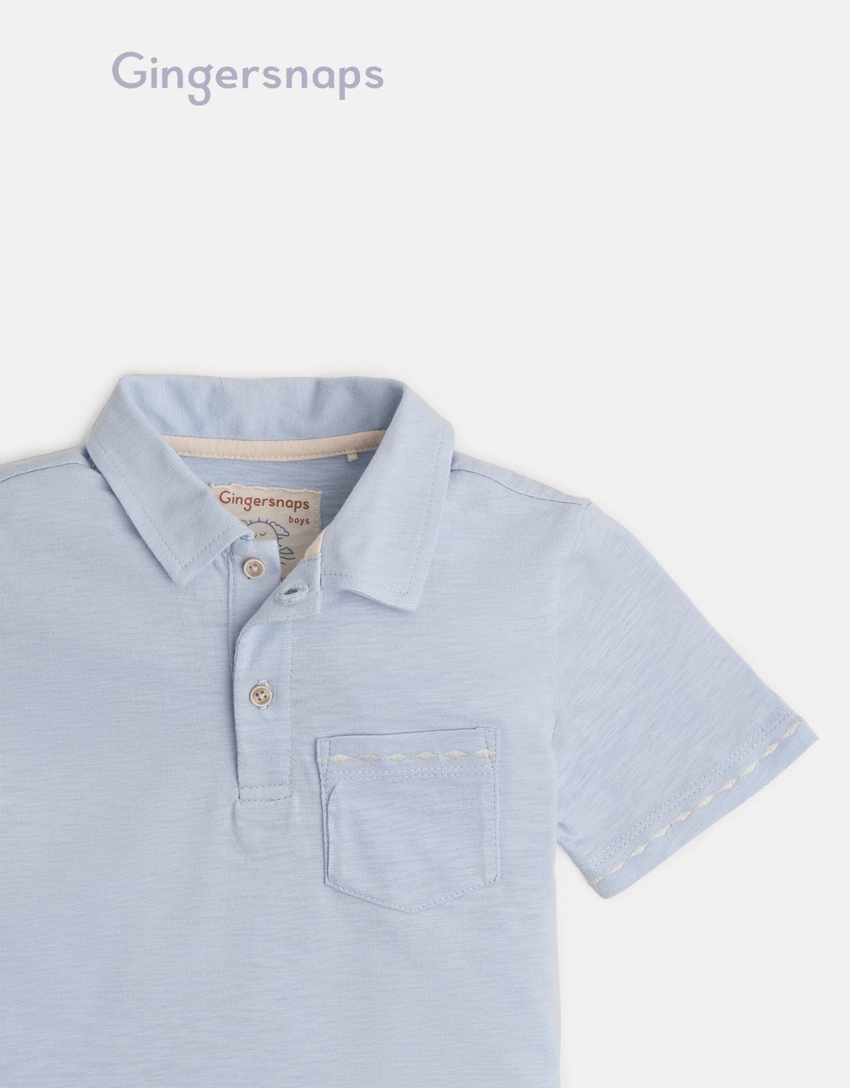 جينجرسنابس تي شيرت بولو ولادي سادة بجيب نص كم أزرق