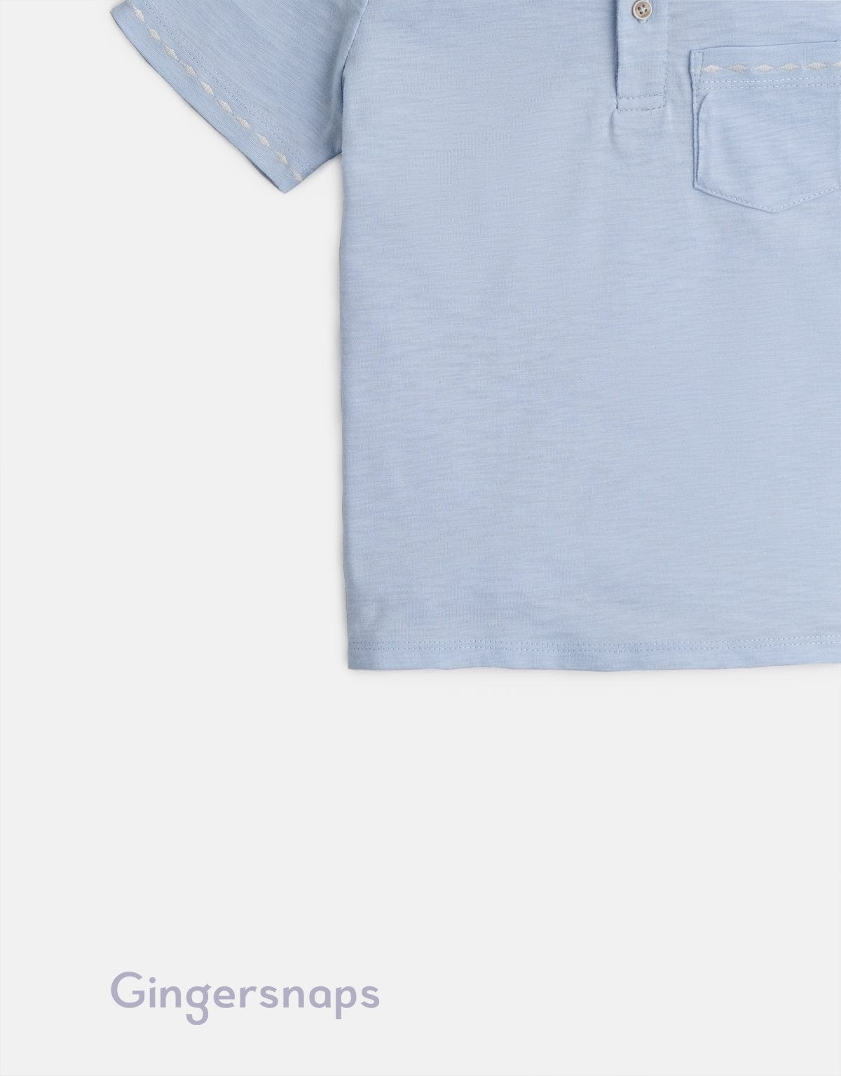 جينجرسنابس تي شيرت بولو ولادي سادة بجيب نص كم أزرق