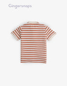 جينجرسنابس تيشيرت أولادي مخطط بالعرض بياقة ونص كم بني