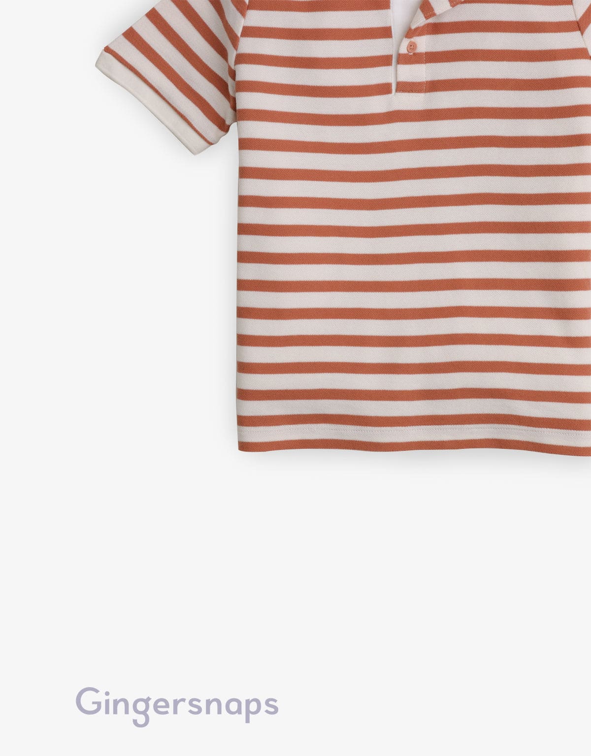 جينجرسنابس تيشيرت أولادي مخطط بالعرض بياقة ونص كم بني