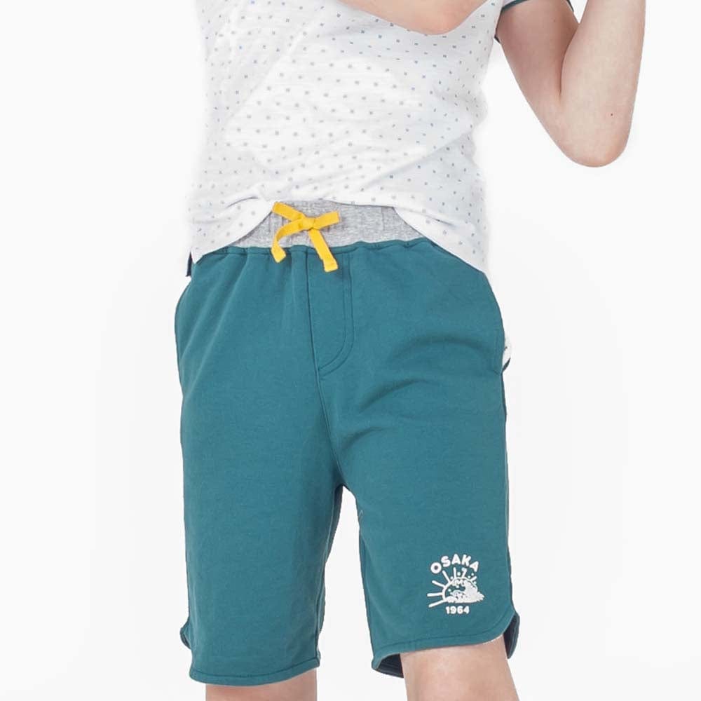 جينجرسنابس شورت ولادي سادة برباط على الخصر طويل أخضر/رمادي