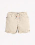 جينجرسنابس شورت ولادي سادة برباط منقوش البيج