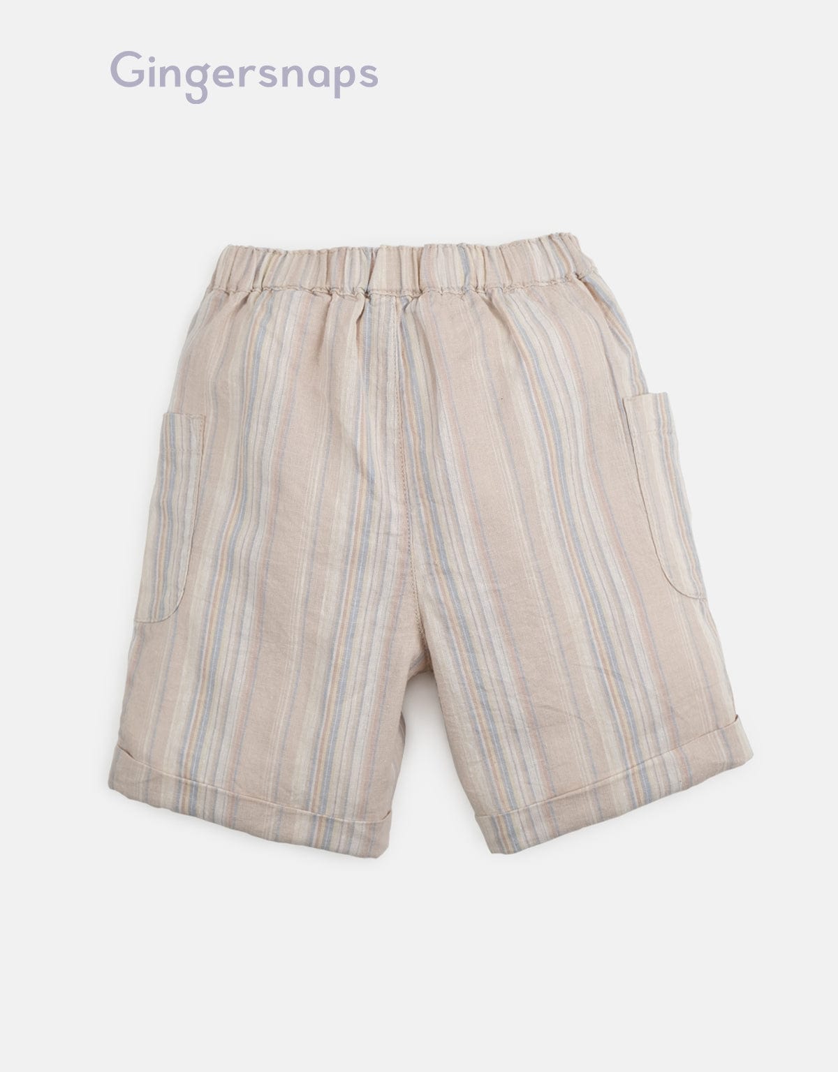 جينجرسنابس شورت ولادي مخطط بالطول وجيوب جانبية مع رباط بني