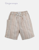 جينجرسنابس شورت ولادي مخطط بالطول وجيوب جانبية مع رباط بني