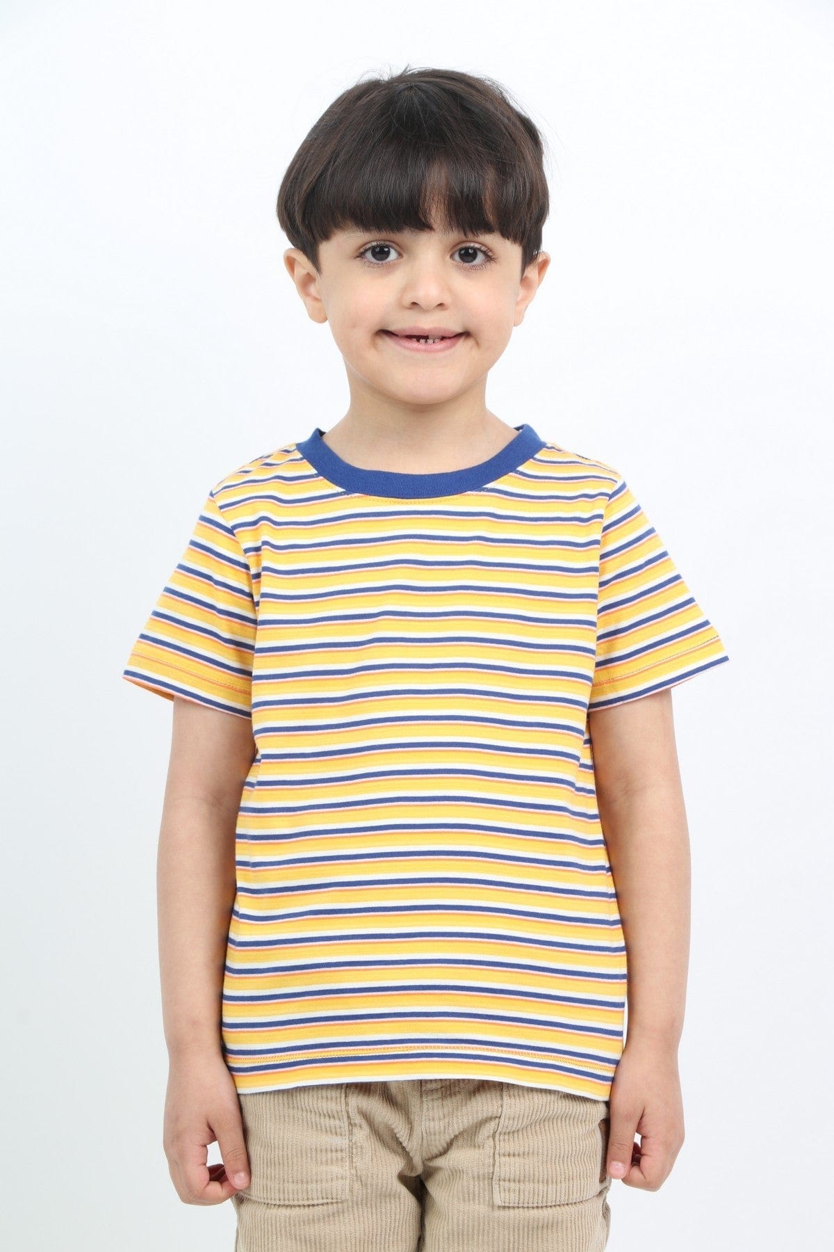 جينجرسنابس تي شيرت ولادي مخطط بالعرض متعدد الألوان