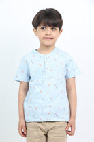 جينجرسنابس تي شيرت ولادي منقوشة نص كم أزرق فاتح