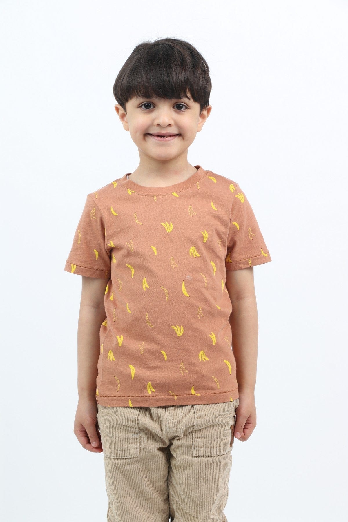 جينجرسنابس تي شيرت ولادي بطبعة موز نص كم البيج