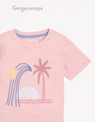 جينجرسنابس تي شيرت ولادي بطبعة أمامية بنص كم وردي