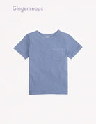 جينجرسنابس تيشيرت ولادي سادة بجيب على الصدر أزرق