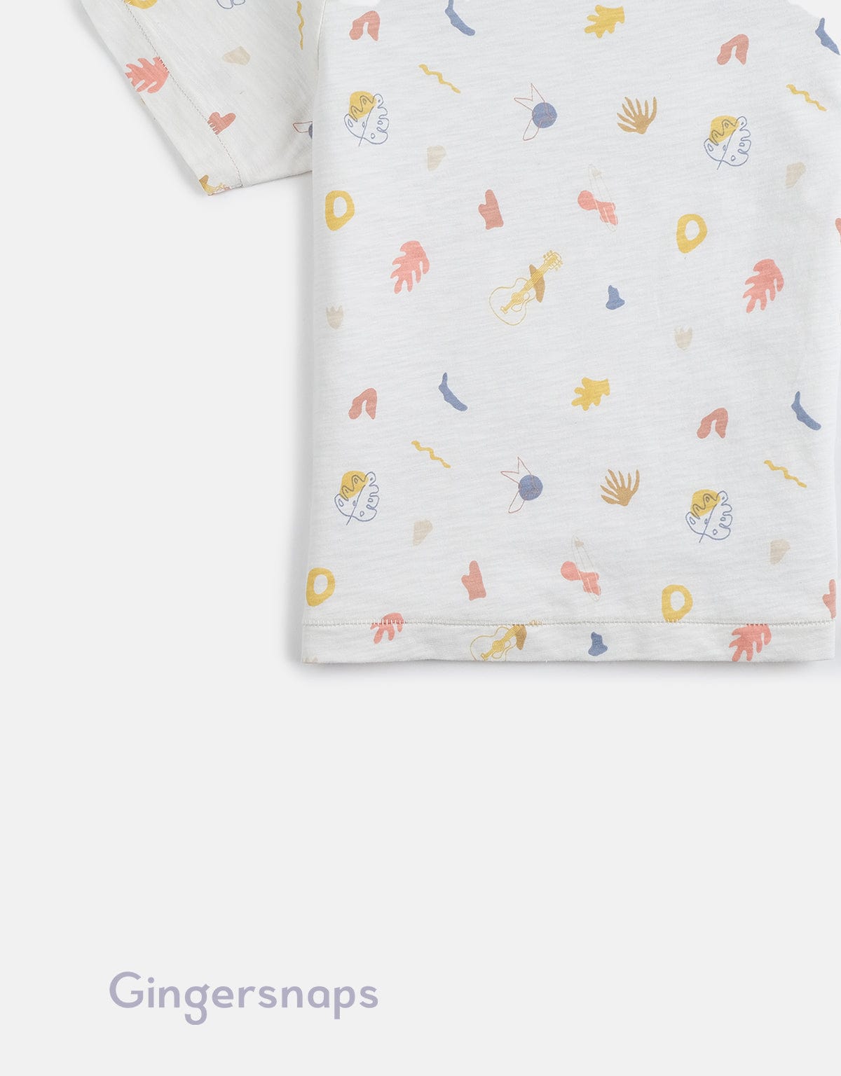 جينجرسنابس تي شيرت ولادي منقوش بكم قصير أبيض