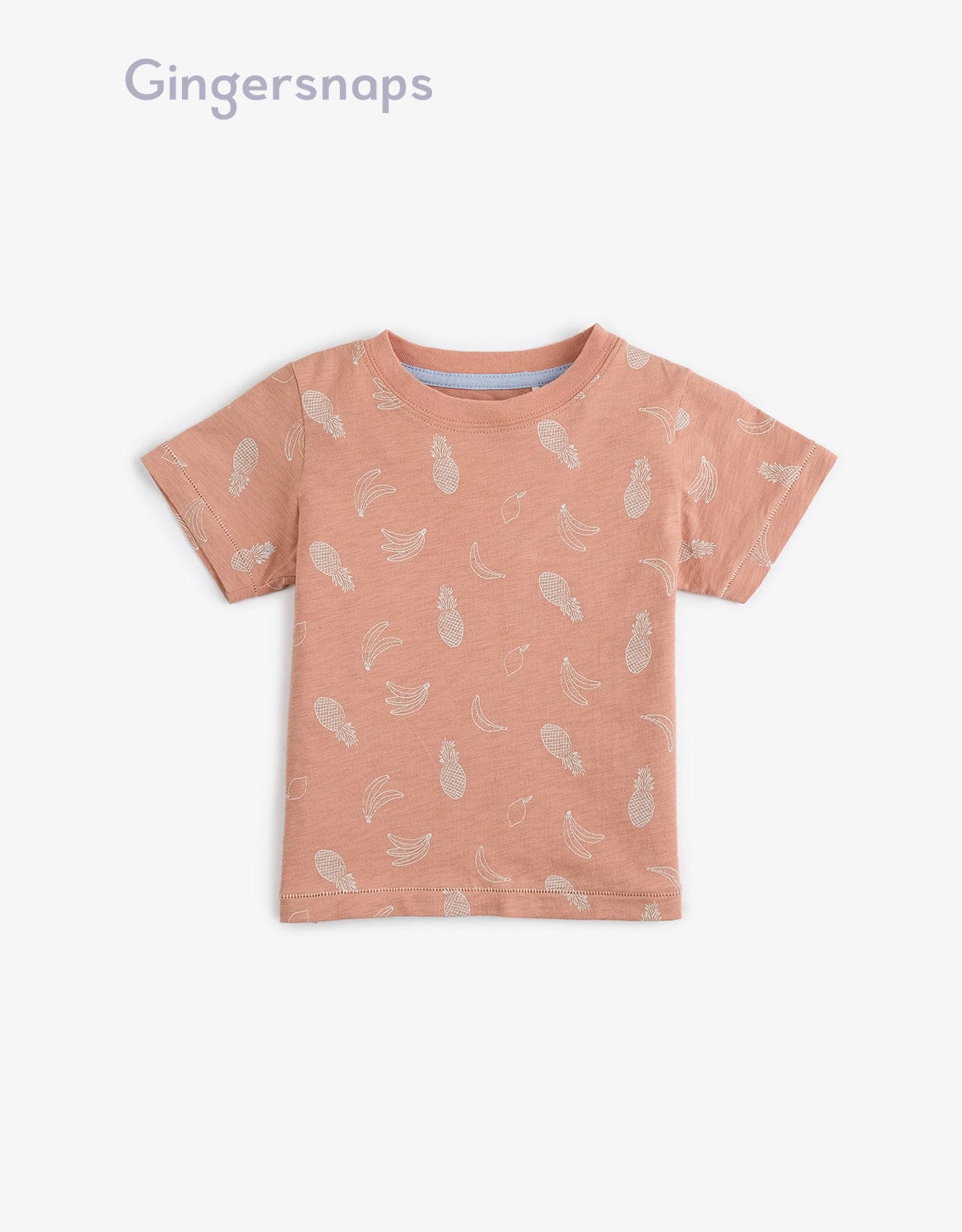 جينجرسنابس تي شيرت ولادي بطبعة أناناس وموز بني