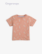 جينجرسنابس تي شيرت ولادي بطبعة أناناس وموز بني