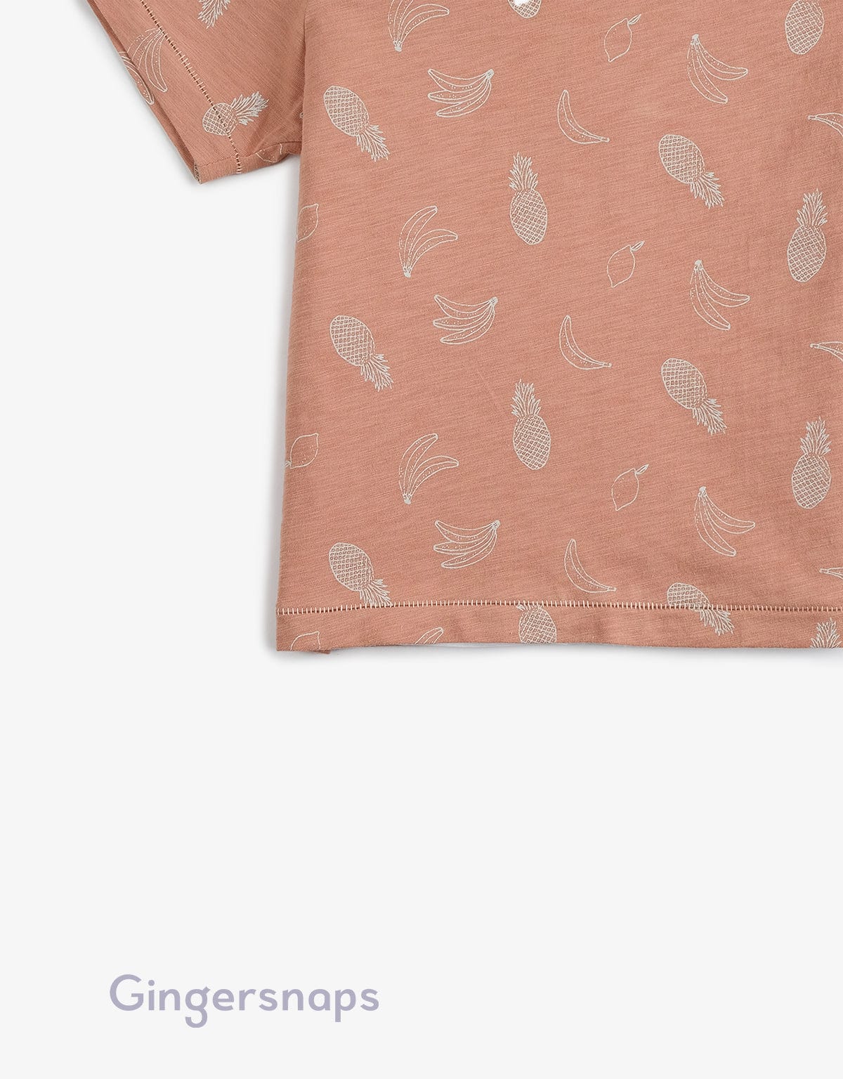 جينجرسنابس تي شيرت ولادي بطبعة أناناس وموز بني