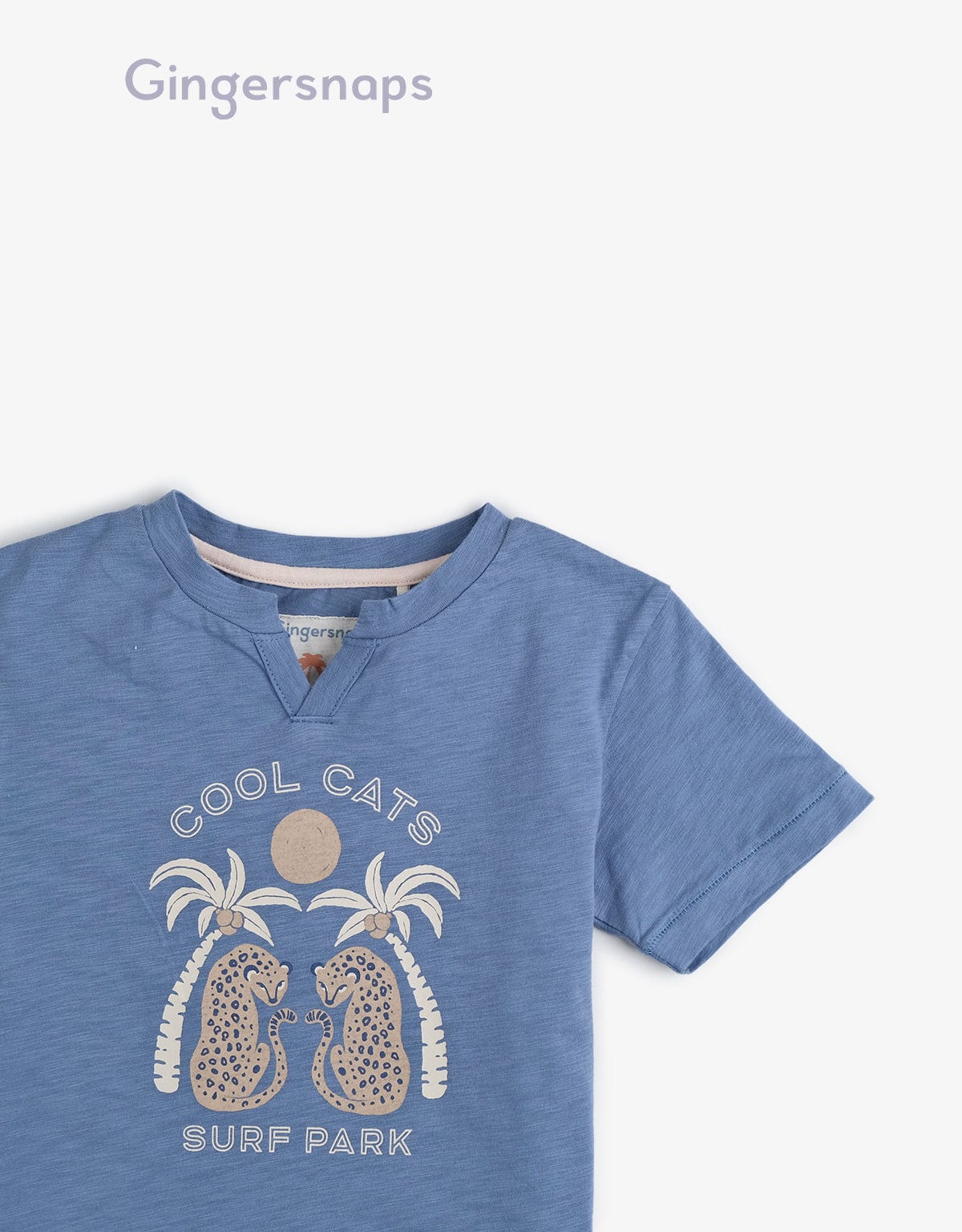 جينجرسنابس تي شيرت ولادي بطبعة أناناس وجملة أزرق