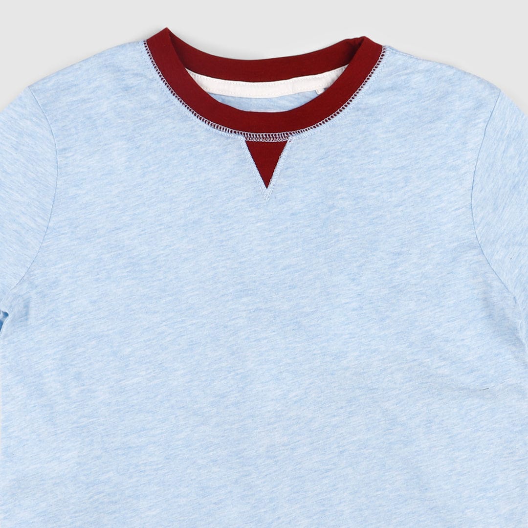 جينجرسنابس تيشيرت نص كم بمثلث تحت الياقة أولادي أزرق