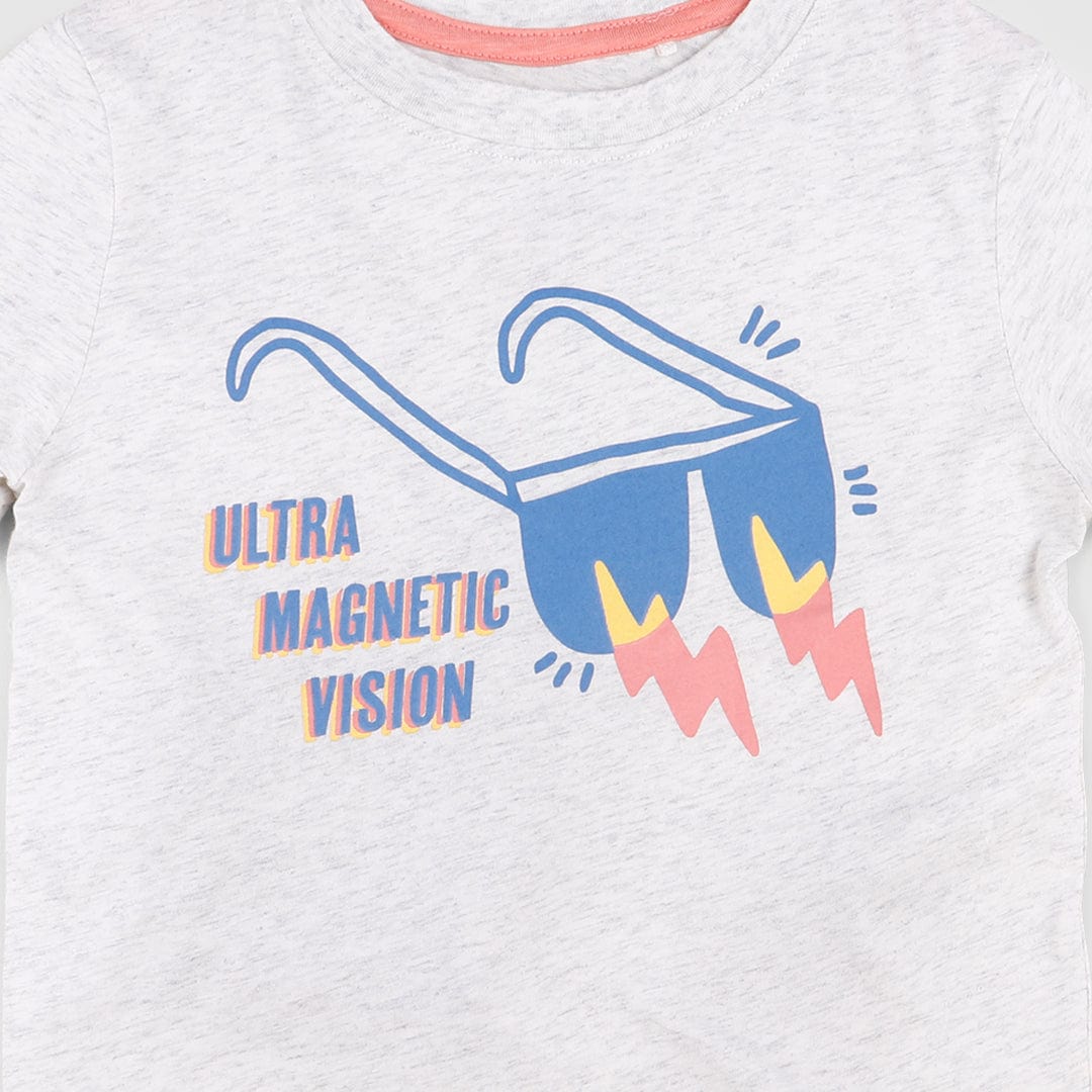 جينجرسنابس تي شيرت ولادي بطبعة أمامية رمادي فاتح