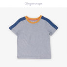 جينجرسنابس تي شيرت ولادي سادة نص كم بخط أزرق