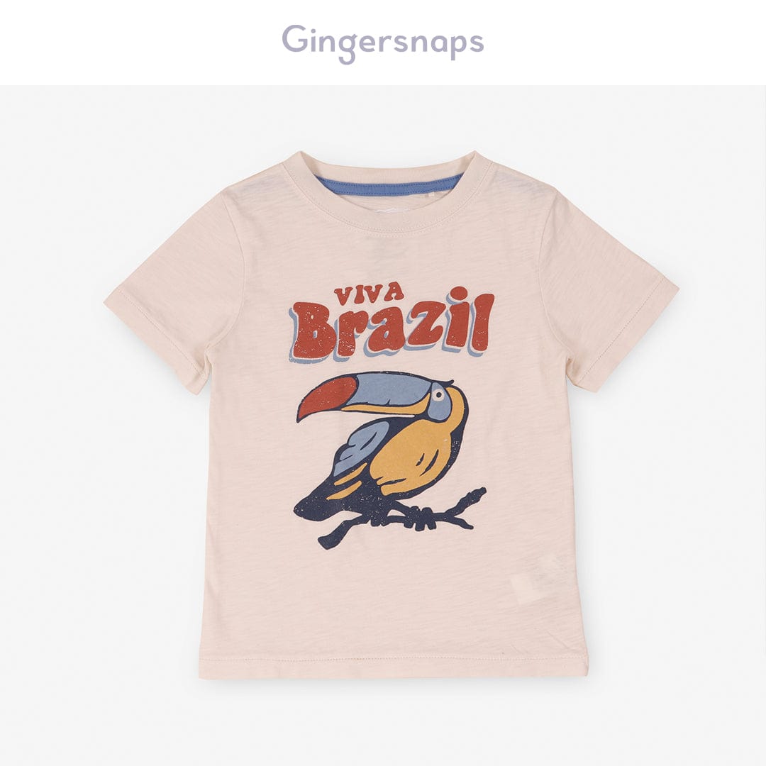 جينجرسنابس تي شيرت ولادي بطبعة امامية أبيض