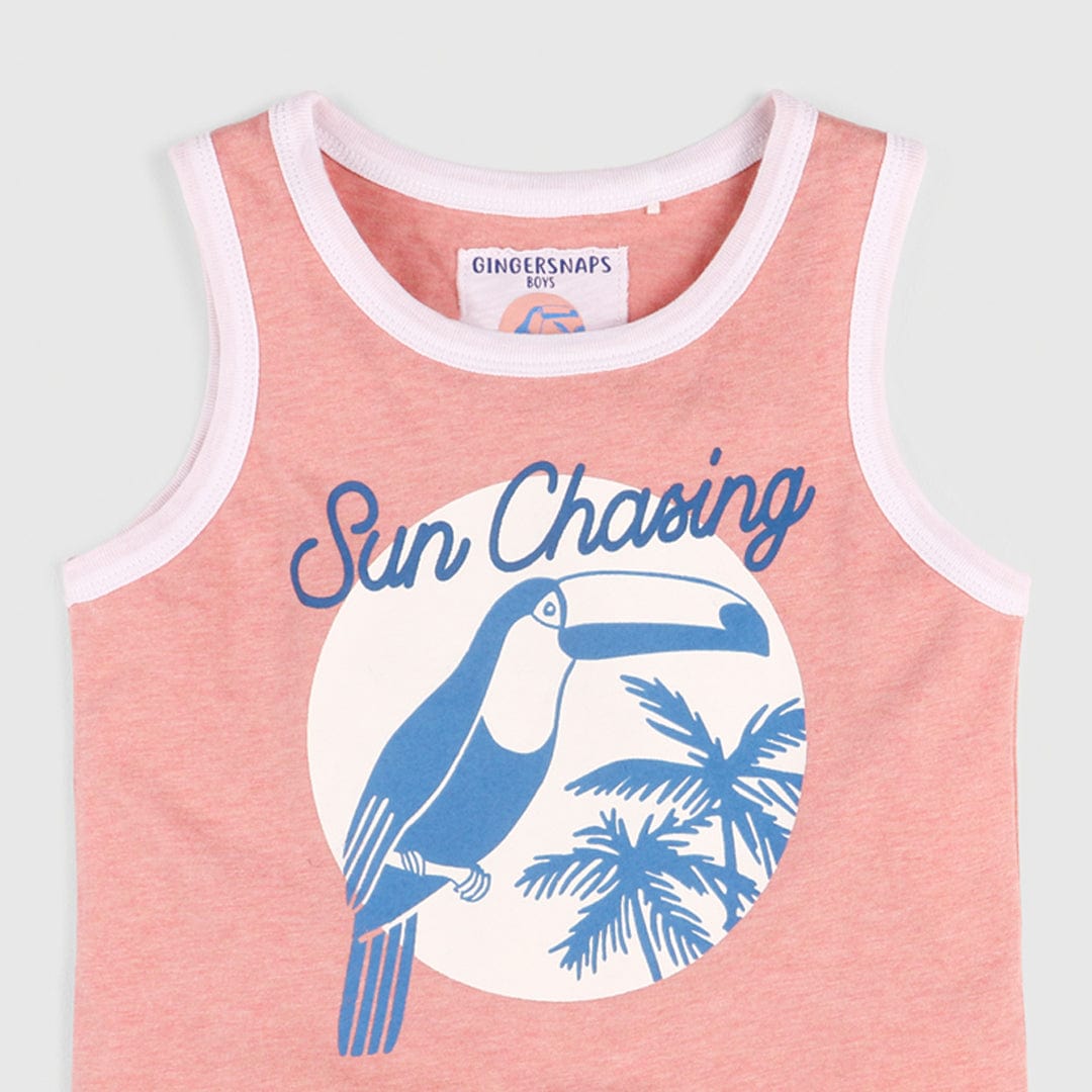 جينجرسنابس تانك توب ولادي كت بطبعة أمامية أحمر خفيف