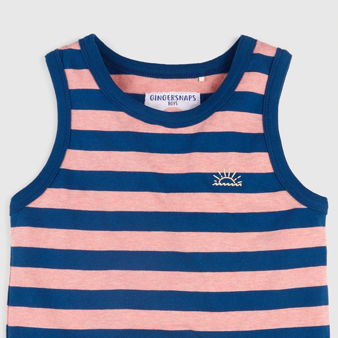 جينجرسنابس تانك توب ولادي كت مخطط بالعرض أزرق / أحمر