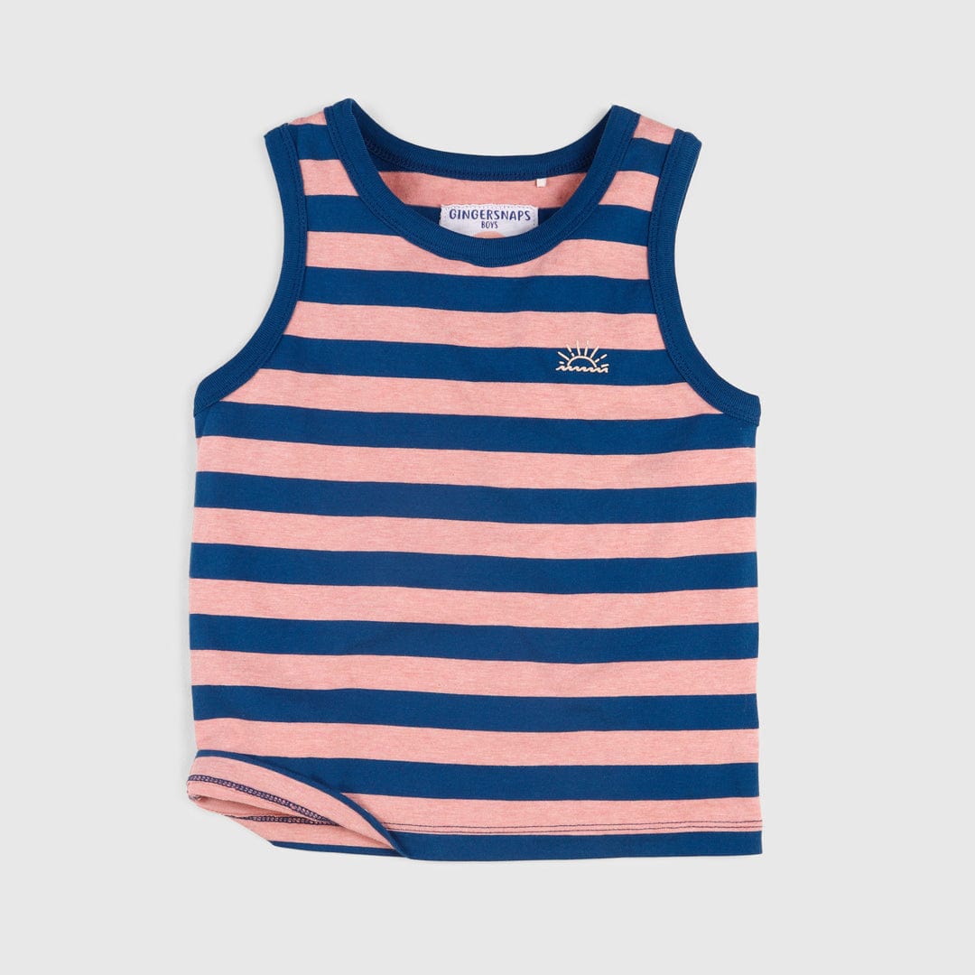 جينجرسنابس تانك توب ولادي كت مخطط بالعرض أزرق / أحمر