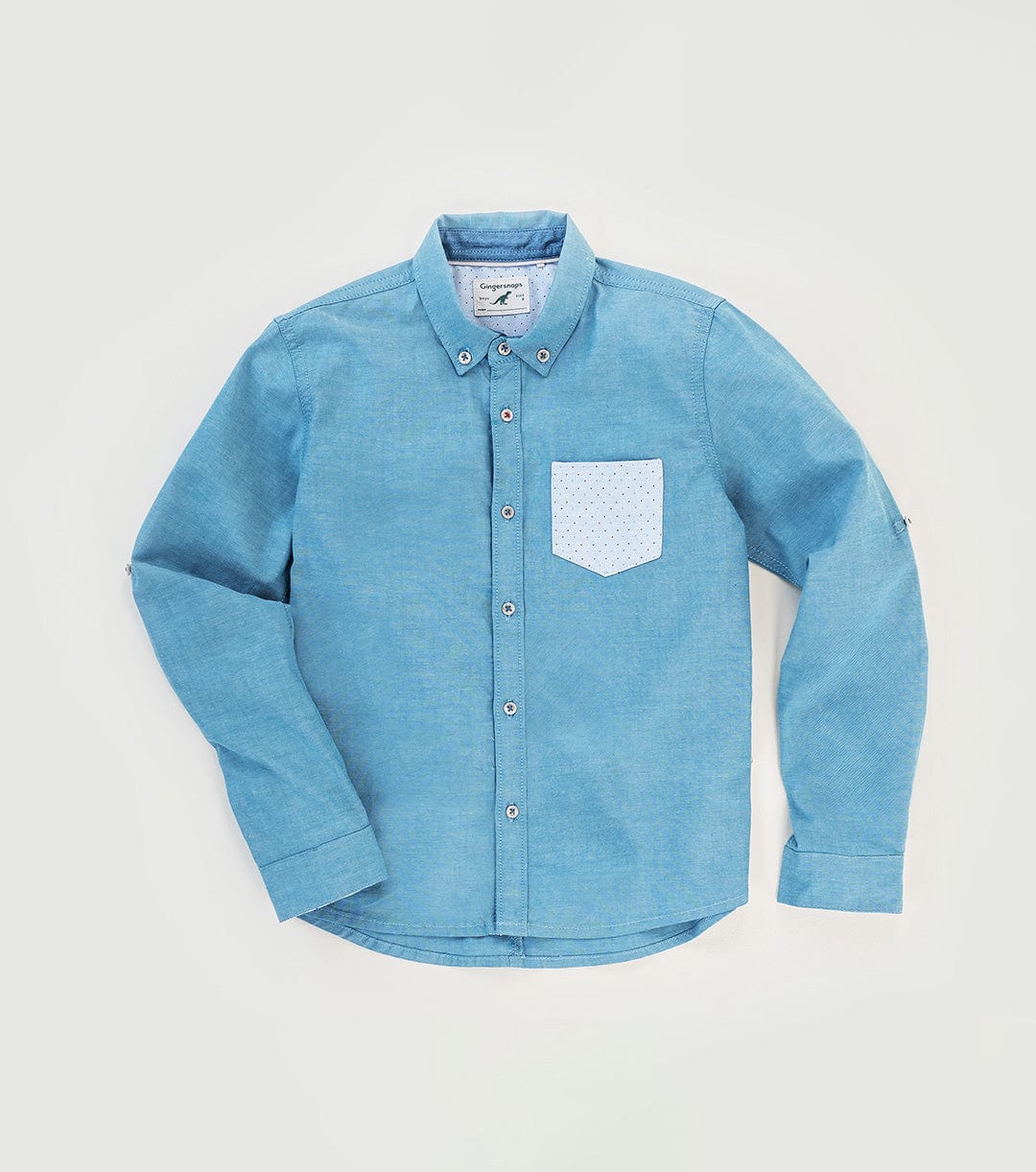 جينجرسنابس قميص بولو منسوج للأولاد جينز بجيب أمامي منقط أخضر زمردي