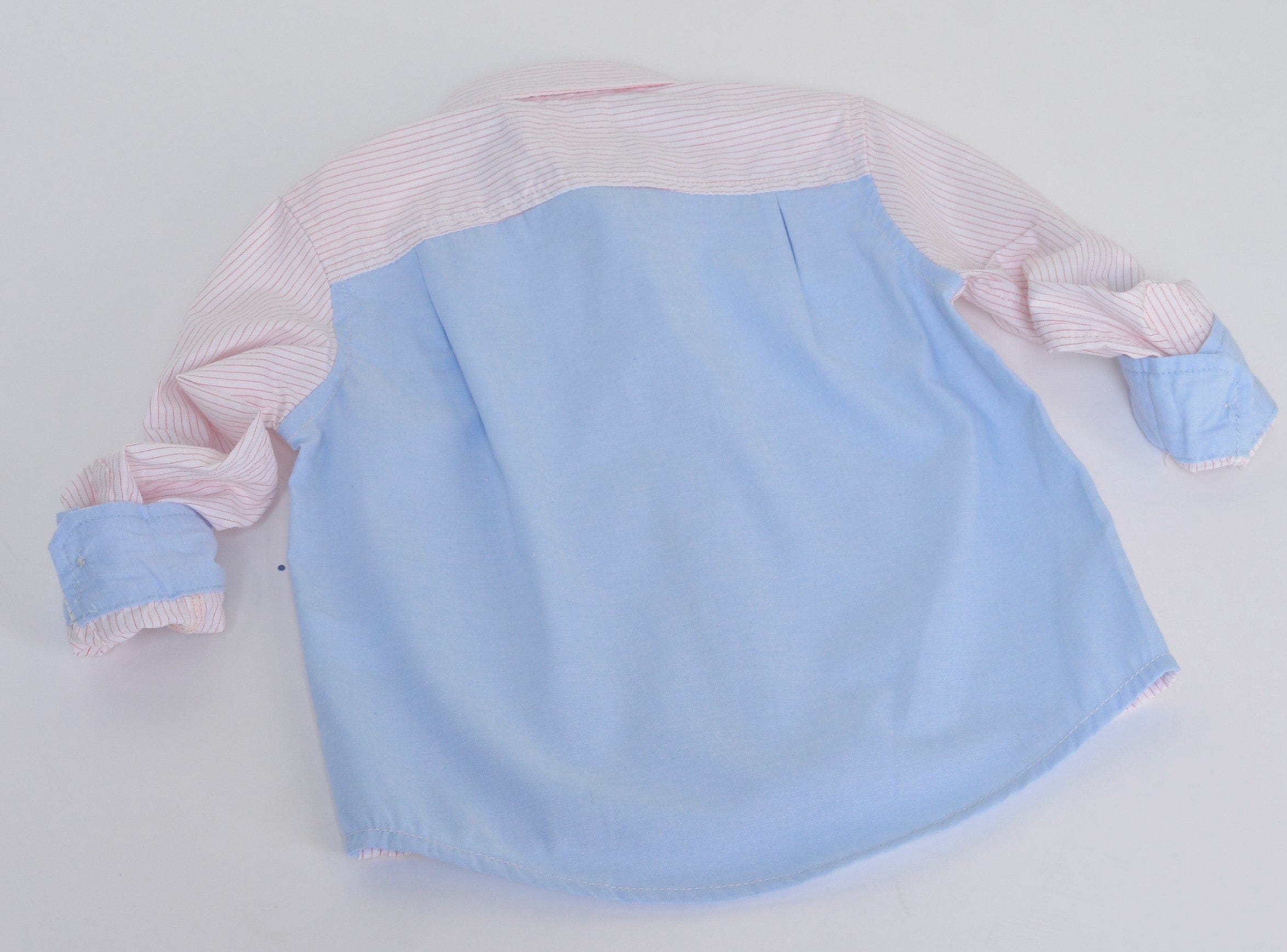 جينجرسنابس قميص بولو منسوج للأولاد مخطط بالطول بأزرار أمامية ابيض / ازرق