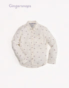 جينجرسنابس قميص منقوش بأزرار أمامية كم طويل ولادي أوف وايت