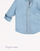 جينجرسنابس قميص جينز أولادي نص ياقة مطرز أزرق فاتح