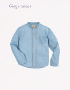 جينجرسنابس قميص جينز أولادي نص ياقة مطرز أزرق فاتح