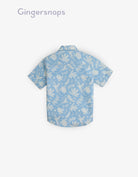 جينجرسنابس قميص مشجر بولو بأزرار أمامية كم قصير أولادي أزرق
