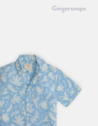 جينجرسنابس قميص مشجر بولو بأزرار أمامية كم قصير أولادي أزرق