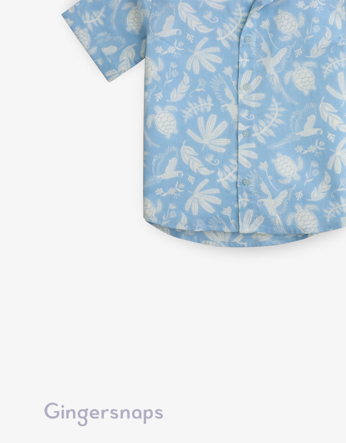 جينجرسنابس قميص مشجر بولو بأزرار أمامية كم قصير أولادي أزرق