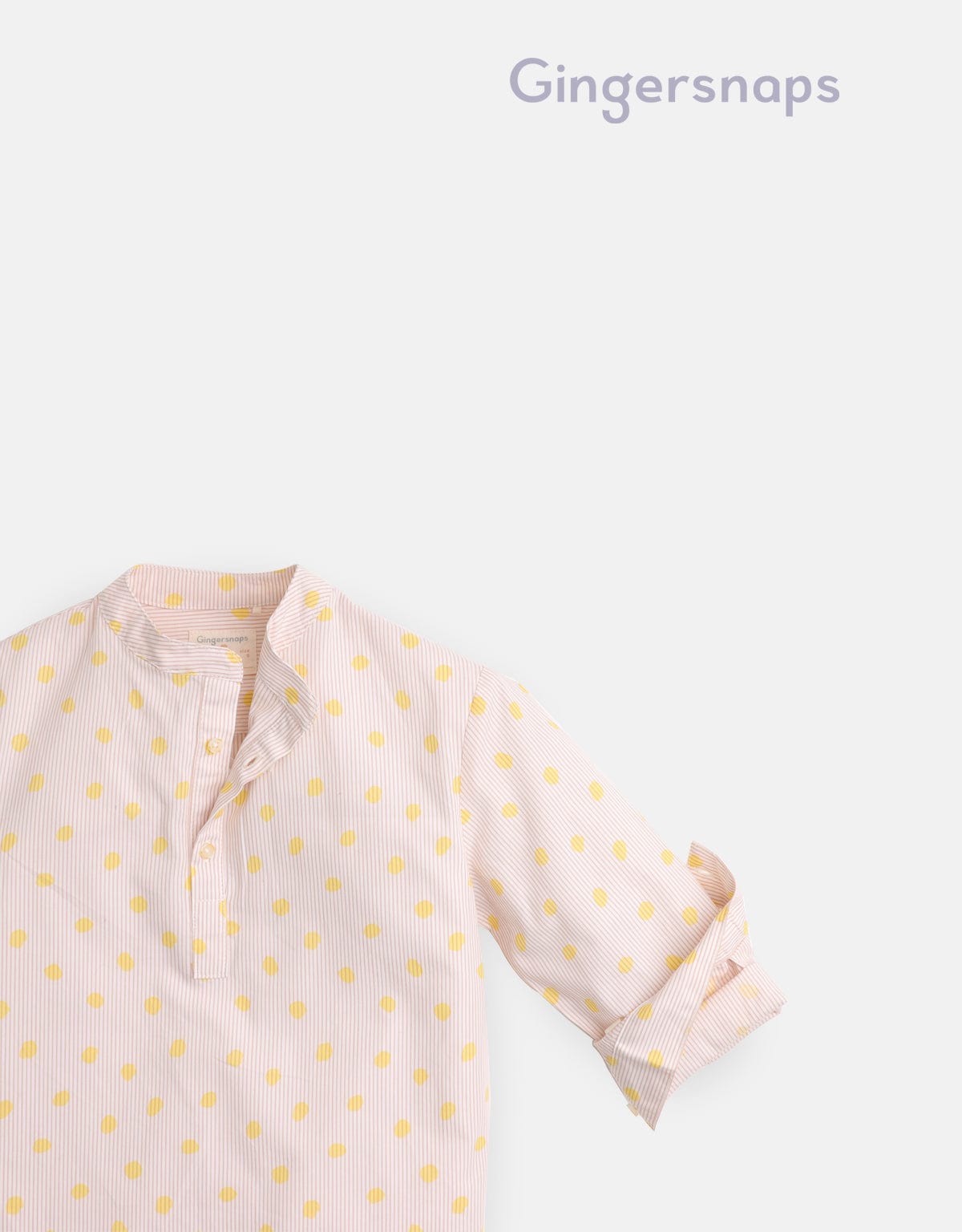 جينجرسنابس قميص أولادي منقط كم طويل بأزرار امامية أصفر