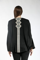 ديامانتين كاب مطرز مزين من الأمام 3/4 كم مفتوح من الجوانب أسود