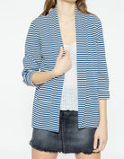 شانا جاكيت مخطط بالعرض 3/4 بأكمام طويلة نسائي أزرق داكن