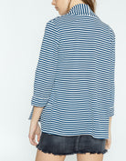 شانا جاكيت مخطط بالعرض 3/4 بأكمام طويلة نسائي أزرق داكن