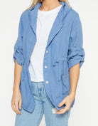 شانا جاكيت نسائي بهودي بأزرار أمامية أزرق خفيف