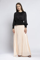 نتشي تنورة بليسيه طويلة مزينة بحزام نسائية