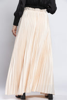 نتشي تنورة بليسيه طويلة مزينة بحزام نسائية