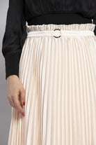 نتشي تنورة بليسيه طويلة مزينة بحزام نسائية