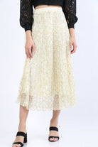 نتشي تنورة ميدي دانتيل منقوشة مبطنة