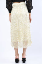 نتشي تنورة ميدي دانتيل منقوشة مبطنة