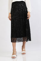 نتشي تنورة ميدي دانتيل منقوشة مبطنة