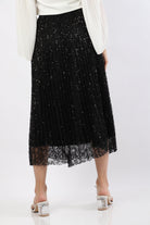 نتشي تنورة ميدي دانتيل منقوشة مبطنة