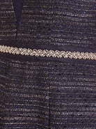 دريسنج بولا فستان ميدي مخطط بالعرض مطرز بأكمام قصيرة أزرق