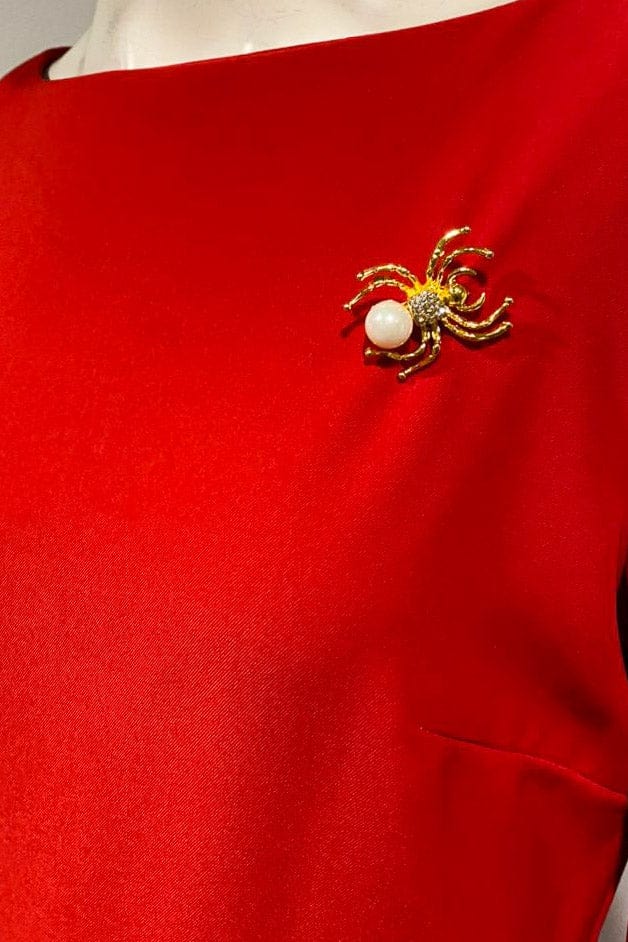 دريسنج بولا فستان سادة ميدي سهرة 3/4 كم بكشكشة نسائي أحمر